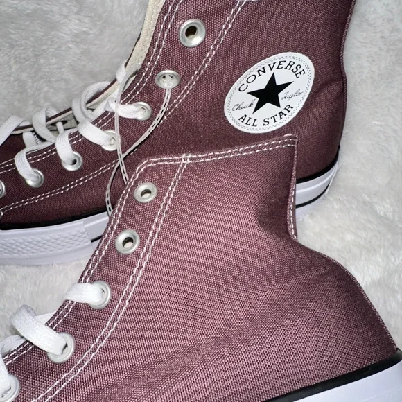 Converse High Top Platform Sneakers - Mauve & White - Picture 2 of 12